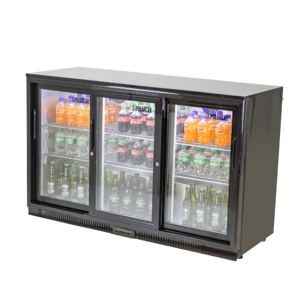 PolarCab Back Bar Bottle Cooler 3 Door, Sliding (Standard)