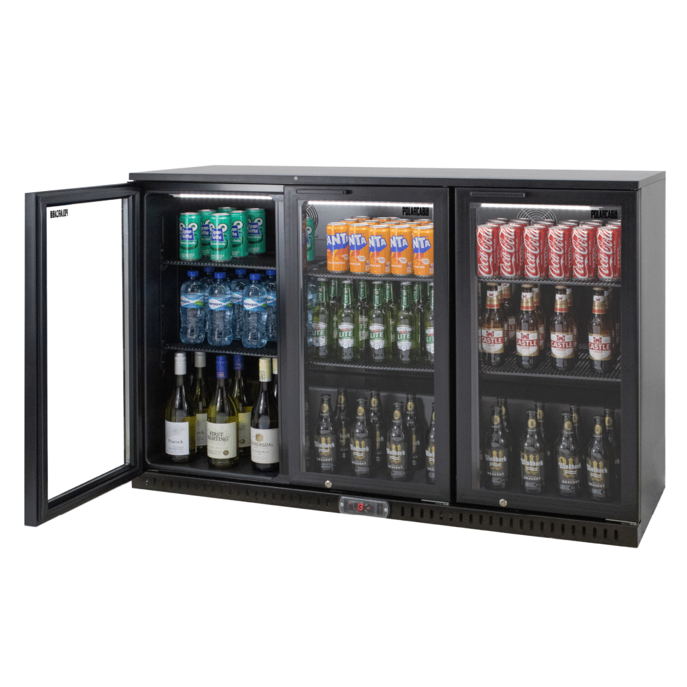 PolarCab Black Bar Cooler 3 Door, Hinged 900mm (High)