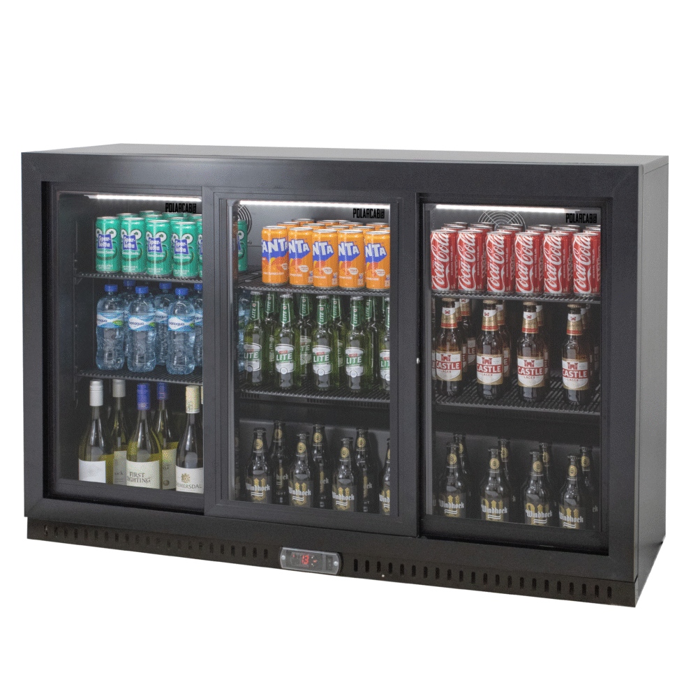 PolarCab Black Bar Cooler 3 Door, Sliding (High)